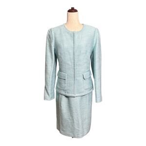 Talbots Light Blue Tweed Jacket And Sleeveless Dress Set Size 12 C1